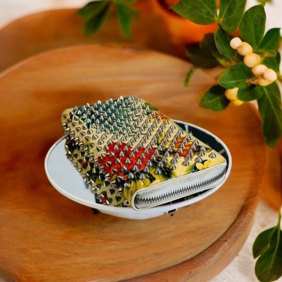 Christian Louboutin Panettone Studded Flower Long Zippy Wallet - Picture 7 of 10